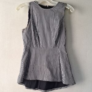 White House Black Market Black and White Gingham Tunic